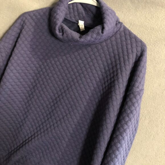 apana sweater medium cowl neck purple blue waffle knit Cropped womens aa - Picture 2 of 9